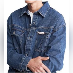 Calvin Klein Men's Blue Long-Sleeve Denim Workshirt